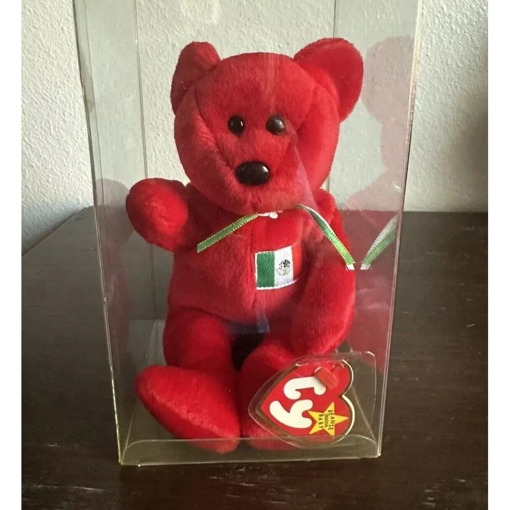 Osito TY‎ Beanie Baby Red Mexico Mexican Flag Teddy Bear February 5 1999